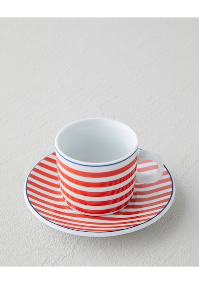 English Home Fresco Porselen 4 Parça 2 Kişilik Kahve Fincan Takımı 80 Ml Kırmızı - Beyaz Kırmızı - Beyaz