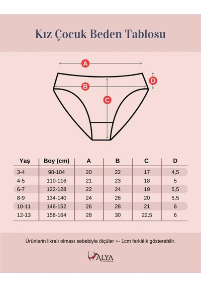Alya Underwear Kız Çocuk - Garson %100 Pamuklu Slip Külot - Kalp Desenli Jakar İşlemeli Beyaz