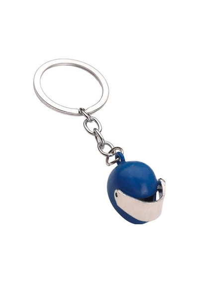 Mini Kask Metal Anahtarlık - Mavi Çok Renkli