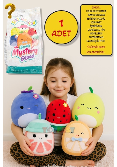 1 Adet Sürpriz Kokulu Squishmallows Mystery Squad Meyve Temalı Sürpriz Paket - 1 Adet - 20 Cm Çok Renkli