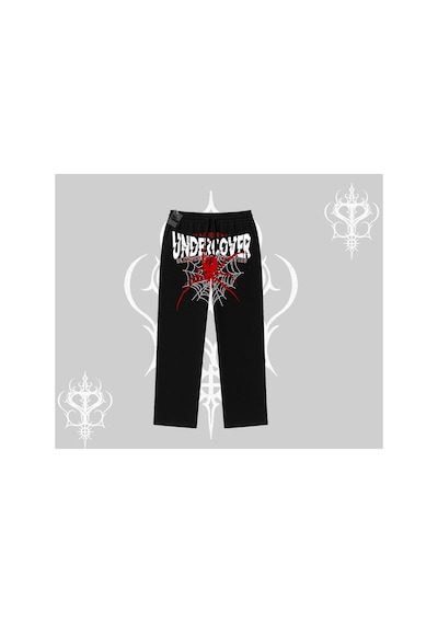 Tarzsokak Beyaz Baggy Eşofman Altı Spider Undercover Siyah