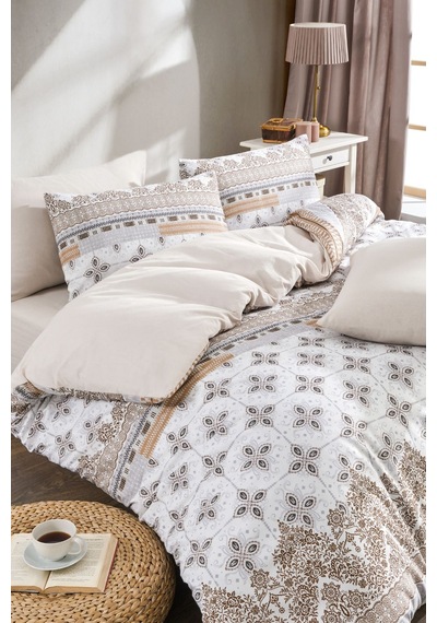 Veramoni Soft Dreams Safir Çift Kişilik Pamuklu Desenli Nevresim Takımı - Kahve
