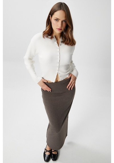 Ritnice Kadın Aria Premium Viscose Yumuşak Ekru Triko Hırka Ekru
