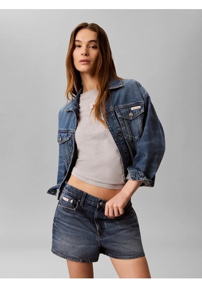 Calvin Klein Ss Woven Label Class, P79 Gri Kadın T-shirt