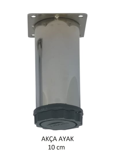 Akça Ayak, Baza, Yatak, Koltuk, Kanepe, Masa, Puf, Sehpa Tv Ünitesi Ayarlanabilir Metal Ayak 10 Cm Krom