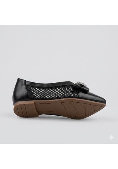 Kindep Shoes Papyon Detaylı Günlük Kadın Babet Siyah