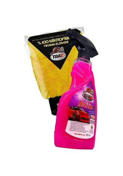 Mikrofiber Kaliteli Yıkama Eldiveni Ve Araba Oto Cilası Parlaklığı Hızlı Cila Sprey 500 Ml