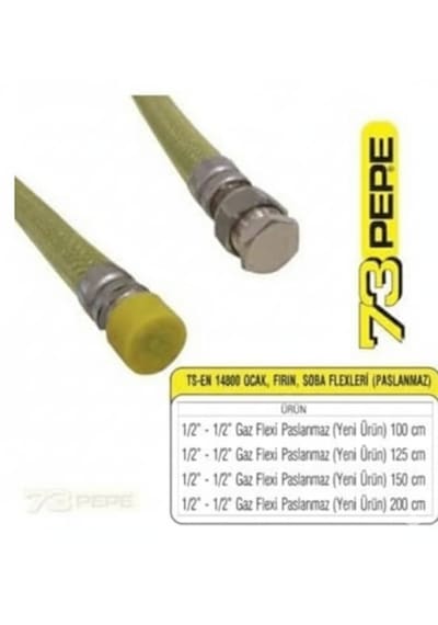 Remont 73 Pepe Doğalgaz Ocak Fırın Bağlantı Hortumu 1 Metre - 1/2 Ocak Fleksi - Yeni Tip 100cm