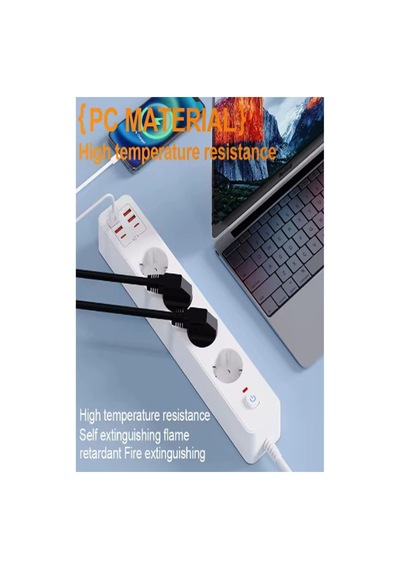 Termal Akım Korumalı 4 Lü Priz 4x Usb 2x Type-c Çıkışlı Grup Priz Çoğaltıcı 3500w 2 M