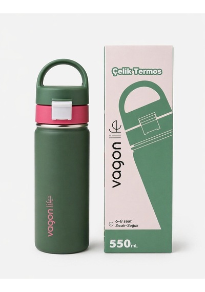 Vagonlife Vgn-1110 550 Ml Çelik Termos Koyu Yeşil Renkli