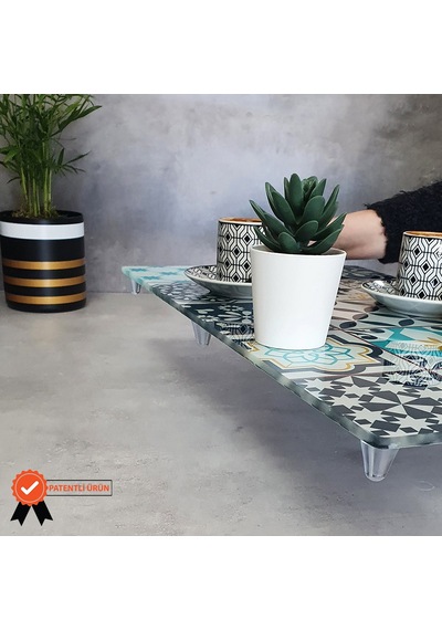 Decorita Cam Tepsi Mavi Çini Desen 29Cm X 52Cm