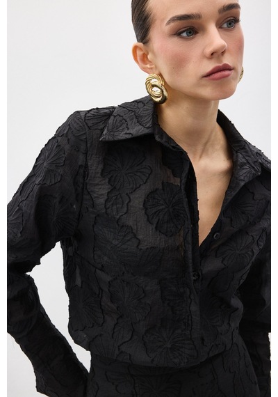 Sateen Belica Gömlek - Siyah-137146 Siyah