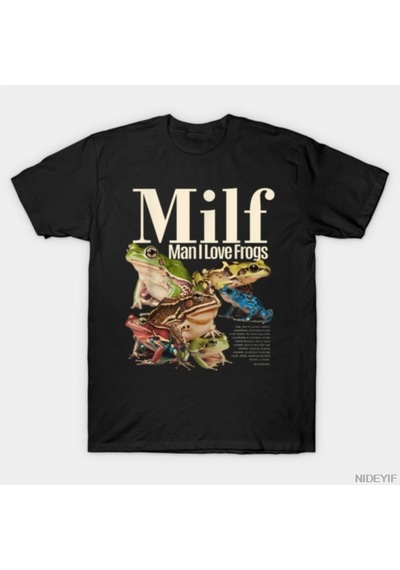 Flood Of Style Milf Man I Love Frogs T-shirt Erkekler Kadınlar Için % 100% Pamuklu T Shirt 3xs-3xl Üstleri J Siyah
