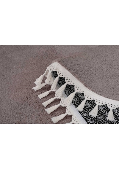 Vl Oval Comfort Ponpon Saçaklı Peluş Post Yolluk Kahverengi Oval Kahverengi Ponpon Saçak