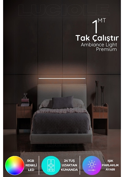 Rgb Led Abajur Aplik Gece Lambası Lambader Renkli Uzaktan Kumandalı Işık - Ledtube2