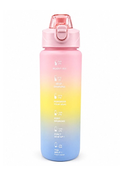 Motivasyon Su Matarası 1100 Ml Zaman Çizelgeli Sızdırmaz Kilitli Taşıma İpli Spor Matara pembe