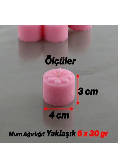 Tealight Mum Manolya Kokulu Pembe Renkli 6 Lı Paket 4 Saatlik Yanma Süresi - Ev Mumu - Iç Dekorasyon - Doğal Özler Çok Renkli