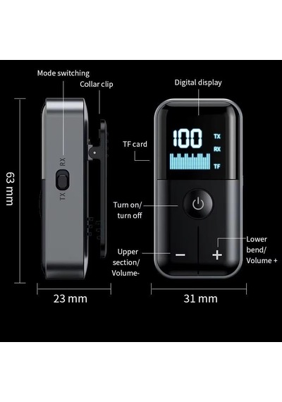 M20 2'si 1 Arada Bluetooth 5.4 Transmitter Ses Alıcı & Verici 3.5mm Aux, Micro Sd Kart Çalar, Led Ekranlı Kablos