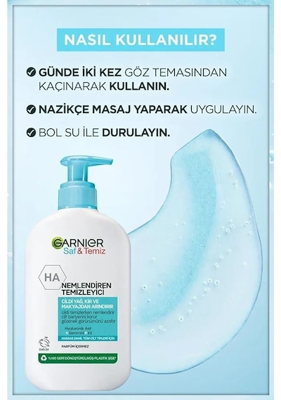 Garnier Saf&Temiz Nemlendiren Yüz Temizleme Jeli 150 ML + Saf&Temiz 3’ü 1 Arada Temizleyici Peeling Maske 50 ML