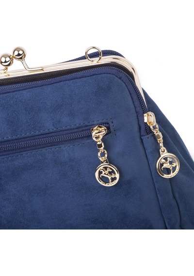 Nas Bag Burslu Klipsli Vintage Omuz Ve Çapraz Çanta 23x20 Cm Ebatlarındadır Lacivert Süet Laci