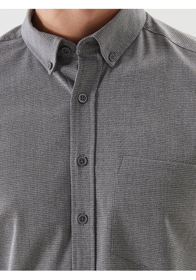 Lcwaıkıkı Classic Gri Regular Fit Armürlü Cepli Erkek Gömlek