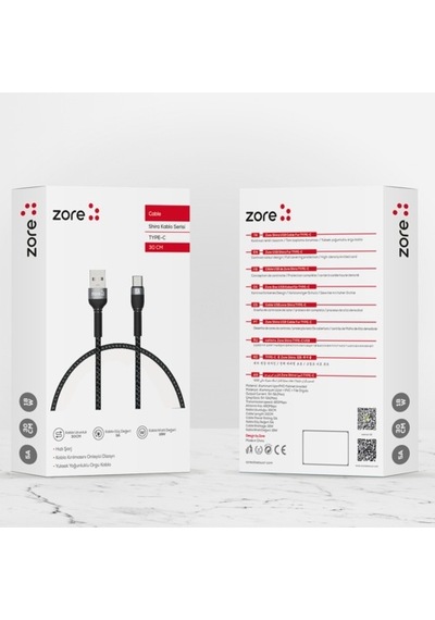 Shira Serisi Type-C 5A 18W 480Mbps Usb Kablo 30 Cm-Siyah