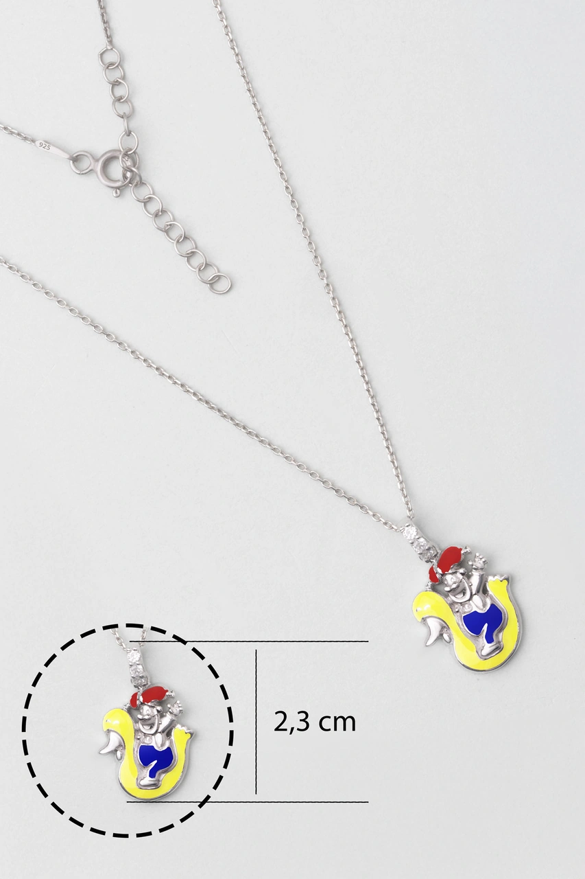 Sarı Kuğu 18 Ayar Beyaz Altın Kaplama Gümüş 33 Cm Çocuk Kolye Beyaz