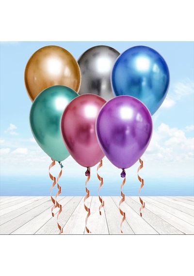 Metalik Parlak Krom Balon. 5 Adet - Çok Renkli