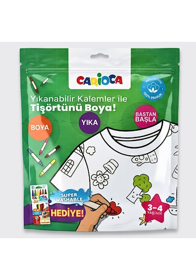 Carioca Boyanabilir Tişört-keçeli Kalem 3-4 Yaş Ln-80005 Beyaz