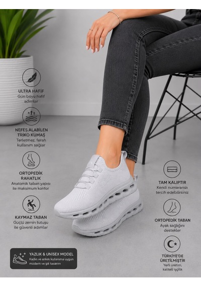Homiro Unisex Triko Sneaker Hafif Taban Günlük Spor Ayakkabı Buz