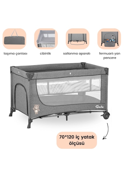 Gulz Lindo Oyun Parkı Bebek Beşik 70x120 Cm