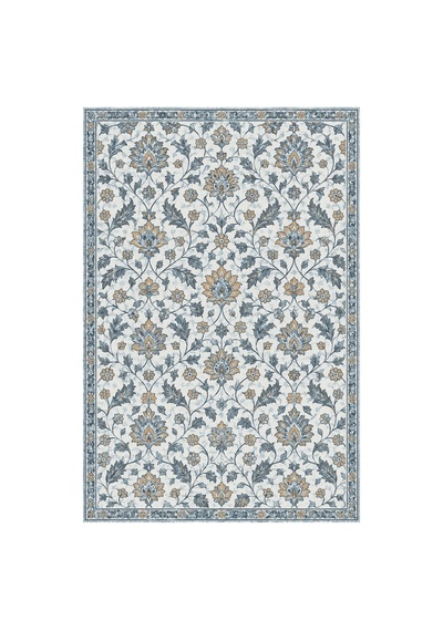 Kartela Halı Madalyonsuz Vintage İran Desenli Halı Mavi Kaymaz Taban Makinede Yıkanabilir 200x300 Cm