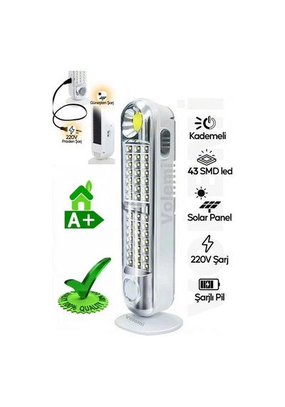 22 Cm Solar Volemi Şarjlı Led Lamba 0053
