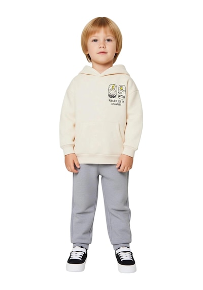 Ersefa Oversize Kesim Erkek Çocuk Kapüşonlu Sweatshirt Ve Eşofman Takımı Ekru