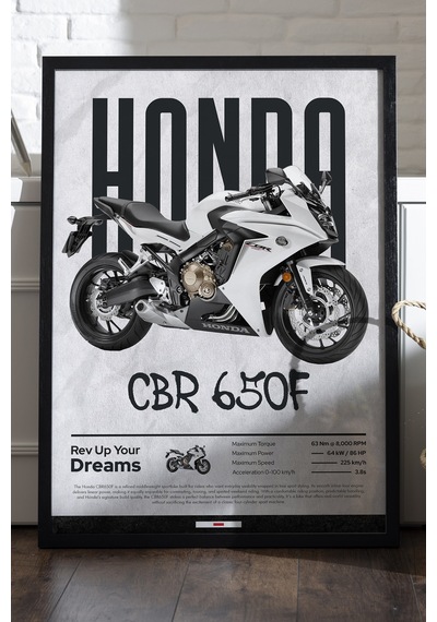 Honda Cbr 650f Siyah Ahşap Çerçeveli Poster, Motosiklet Duvar Tablosu