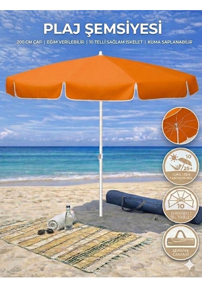 Form Outdoor Plaj Şemsiyesi + Taşıma Çantası Turuncu