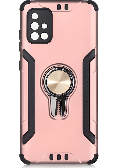 Galaxy Uyumlu A71 Kılıf Stand Olma Özellikli Araç Tutuculu Ko Ko Kılıf Rose Gold