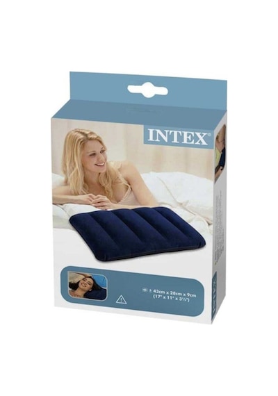 2li Set 68672 Kadife Kaplı Şişme Yastık Minder Yastık Kamp Yastığı Intex Kamp Yastığı Lacivert