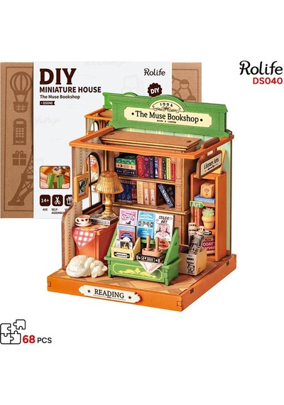 Rolife Ds040 Kitabevi The Muse Bookshop Dıy Minyatür Maket Model Seti Mini Dollhouse 3d Model Kit Detaylı Dekoratif Hobi Seti 3d Puzzle Tiny House