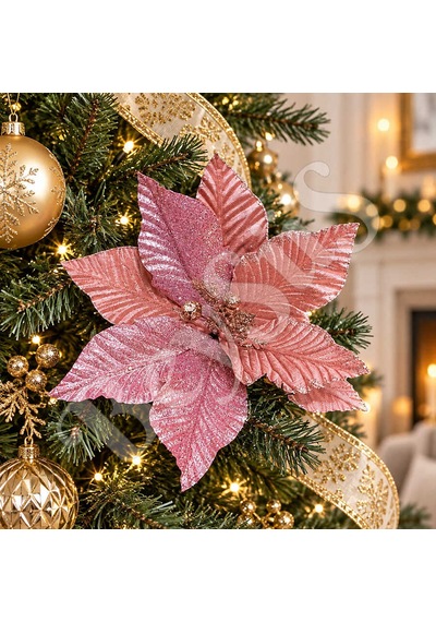 Yılbaşı Çam Ağacı Süsü Ata Çiçeği Rosegold Diğer