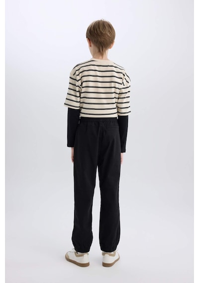 DeFacto Erkek Çocuk Jogger Fit Jogger Paça Gabardin Pantolon B6713A825SMBK81