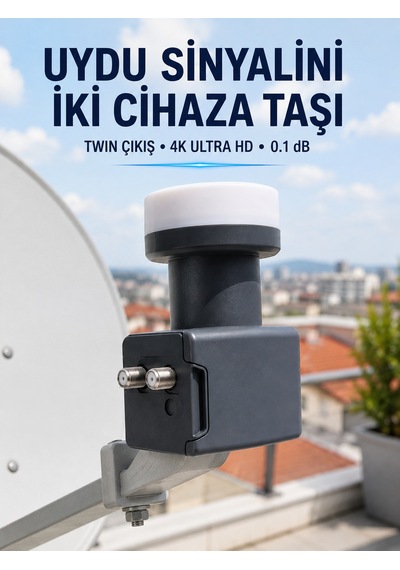 Twin Lnb Çift Çıkışlı Uydu Anten Lnb 4k Ultra Hd Ku Band 0.1 Db - Lisinya