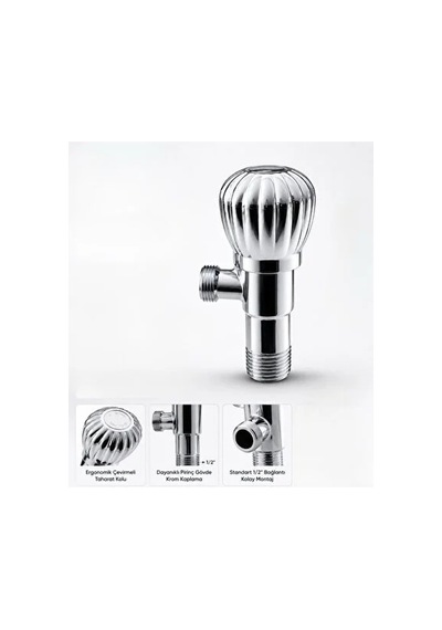 Çevirmeli Metal Taharet Musluğu Krom Kaplama 1/2 İnç Wc Klozet Rezervuar Ara Musluğu Vanası Model 4