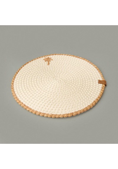 Soft Palm Nakışlı Supla - Ekru - 33x33 Cm Renkli