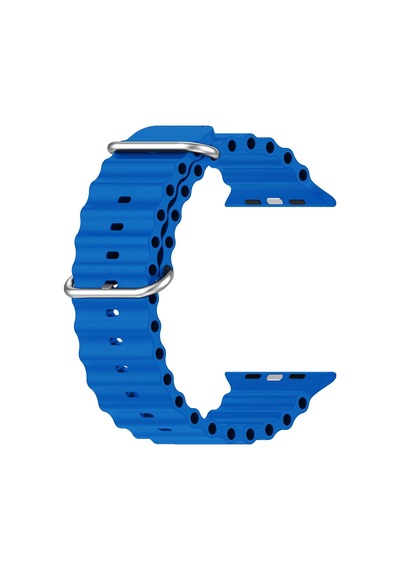 Caseonn Apple Watch Uyumlu Series 6 44mm Kordon Suya Dayanıklı Okyanus Silikon Kayış Mavi