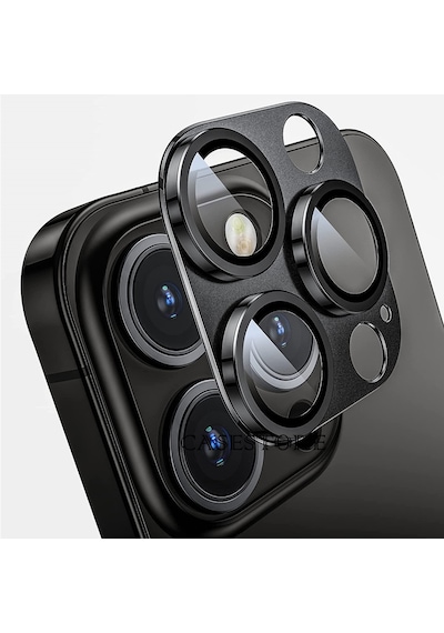 Apple Uyumlu iPhone 14 Pro / 14 Pro Max Metalik Seri Kamera Lens Koruyucu Siyah Siyah