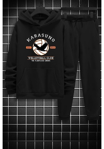 Uyguntarz Unisex Karasuno Eşofman Takımı Siyah