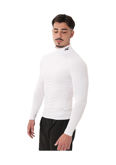 Musclecloth Tech Mock Uzun Kollu T-shirt Beyaz Beyaz