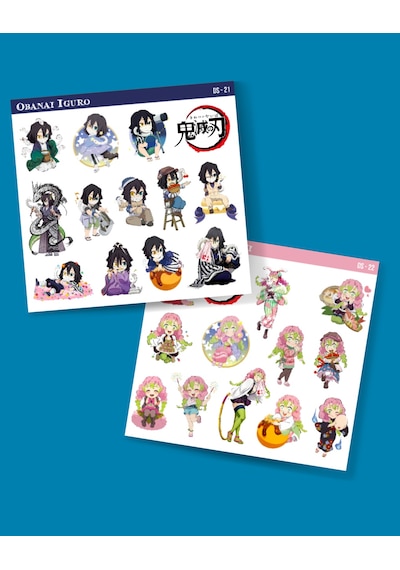 Demon Slayer-mitsuri Kanroji-obanai Iguro-parlak Kağıt -2li Sticker Set- Başarı Etiket Süsleme