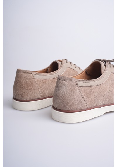 Fame Step Hakiki Deri Erkek Loafer Ayakkabı Casual Süet Günlük Rahat Bağcıklı Model Ravenna Bej